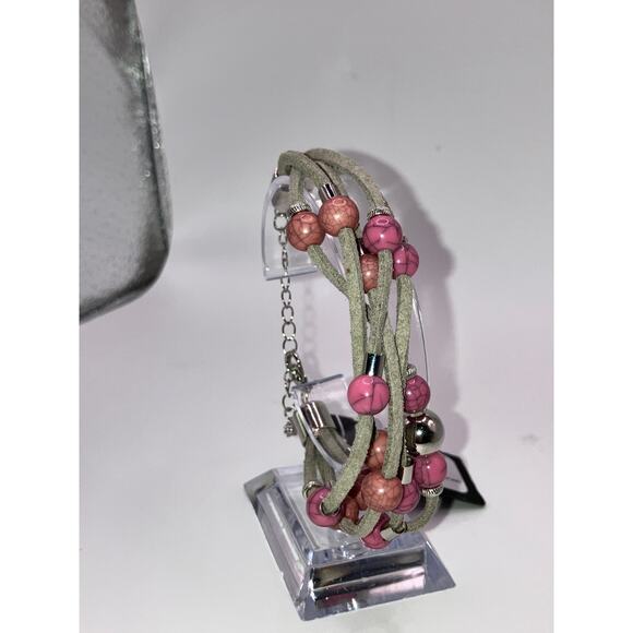 NWT! Mia & Tess Beaded Suede Illusion Mauve 9.5" Bracelet! - Picture 14 of 16